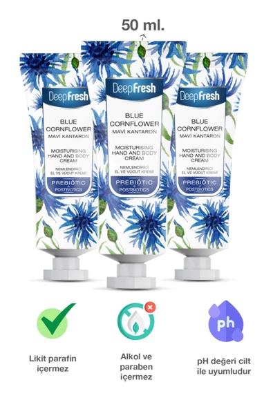 Deep Fresh Prebiyotik Nemlendirici El Ve Vücut Kremi Mavi Kantaron 50 Ml 3 Adet - 2