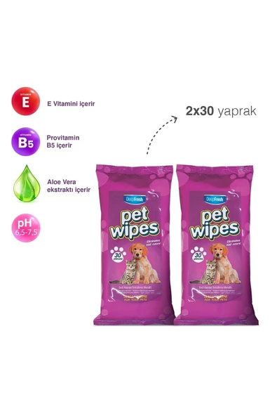 Deep Fresh Pet Temizleme Mendili 2 X 30 Yaprak - 3