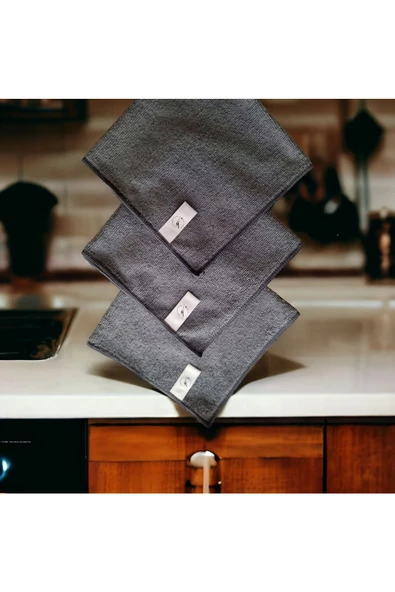YASİMA Gri Mikrofiber Temizlik Bezi 3 Adet Ev Ve Cam Temizliği Araba Tezgaüstü Bezi - 4