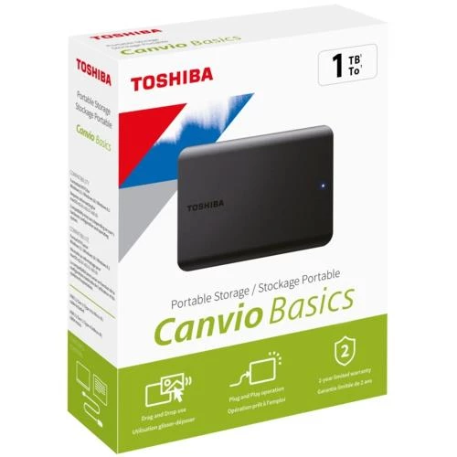 Toshıba Hdd Usb 1Tb Canvıo Basıcs 2.5 Usb 3.0 Sıyah Hdtb510Ek3Aa