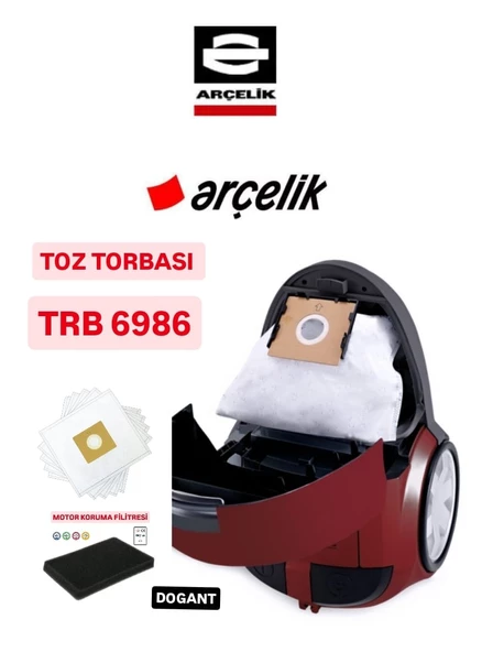 Arçelik Trb 6986 Süpürge Toz Torbası 10 Adet 1 Adet Motor Koruma Filitresi