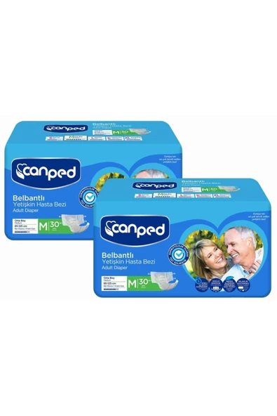 Canped Tekstil Yüzeyli Belbantlı Orta Boy M 30'lu 2 Adet Hasta Bezi