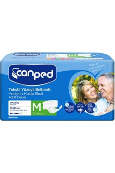 Canped Tekstil Yüzeyli Belbantlı Orta Boy M 30'lu Hasta Bezi