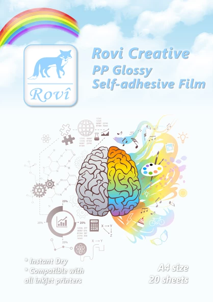 Rovi Creative PP Etiket - Parlak Beyaz 20yp A4 - 2