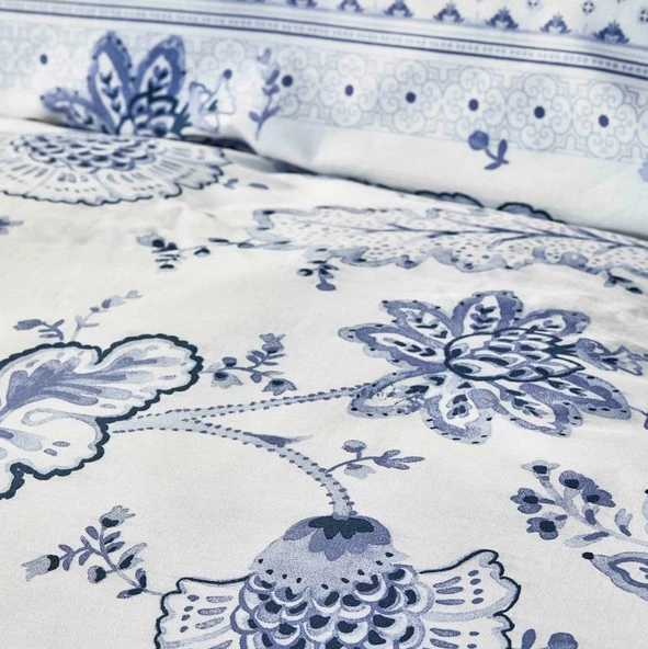 Karaca Home Amar Mavi %100 Pamuk Çift Kişilik Nevresim Takımı - 4