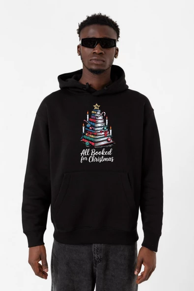 All Booked For Christmas Siyah Erkek 3ip Kapşonlu Sweatshirt
