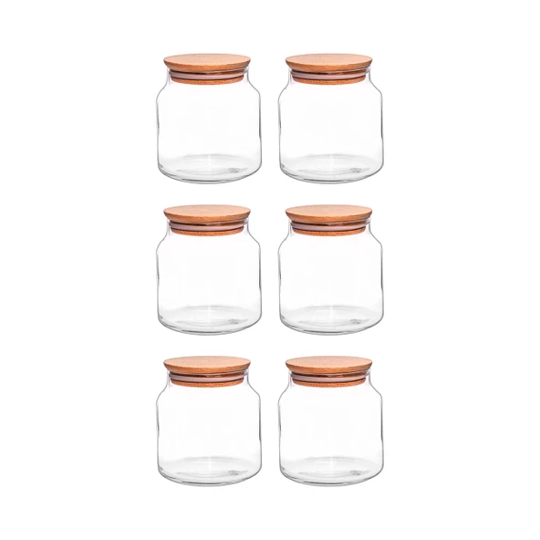 Selka Home 6'lı 635 ML Sade Ahşap Kapaklı Cam Kavanoz - 3