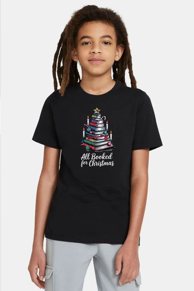 All Booked For Christmas Siyah Çocuk Tshirt