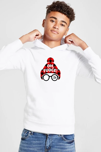 Oh Fudge Christmas Beyaz Çocuk 3ip Kapşonlu  Sweatshirt