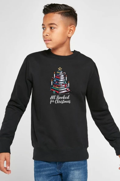All Booked For Christmas Siyah Çocuk 2ip Sweatshirt ürün görseli