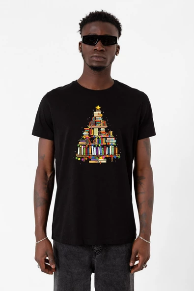 Book Lovers Christmas Siyah Erkek Tshirt