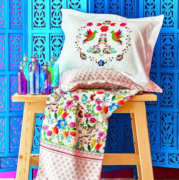 Karaca Home Parlin Fuşya %100 Pamuk Çift Kişilik Nevresim Takımı - 3