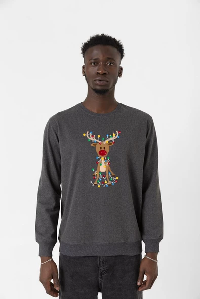 Adorable Reindeer Christmas Füme Erkek 2ip Sweatshirt