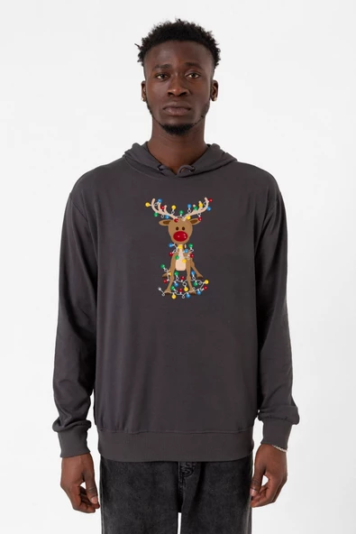 Adorable Reindeer Christmas Füme Erkek 2ip Kapşonlu