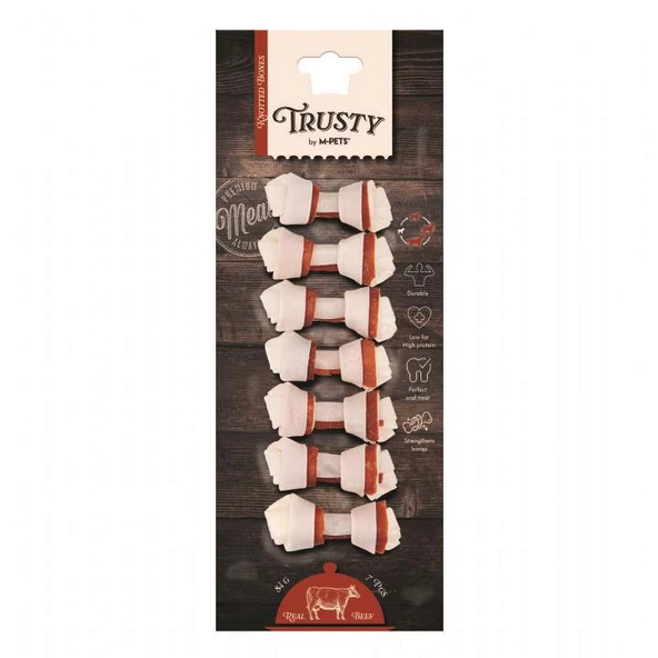 19046499 M-PETS TRUSTY BEEF DÜĞÜMLÜ KEMİK 7Lİ 84GR/6,4CM