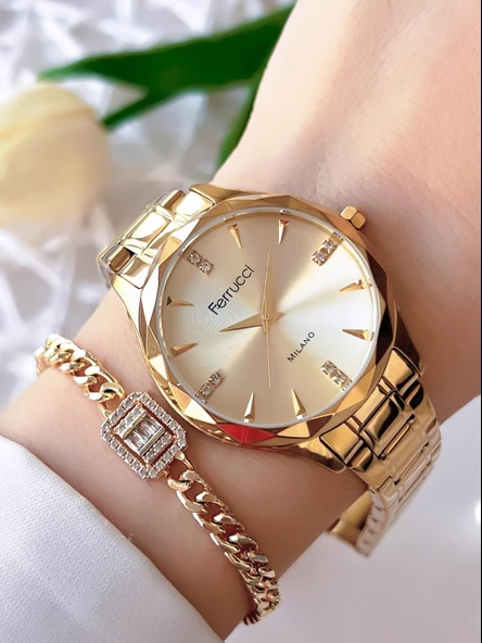 Ferrucci Çelik Kordon 2 Yıl Garantili Yeni Sezon 30 Mt Suya Dayanıklı Kadın Kol Saati BFC.14215.03 ürün görseli