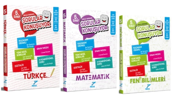 PRUVA AKADEMİ YAYINLARI 5.SINIF SORULAR KONUŞUYOR TÜRKÇE-MATEMATİK-FEN BİLİMLERİ SORU BANKASI