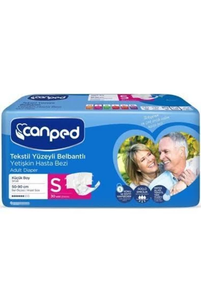 Canped Tekstil Yüzeyli Belbantlı Küçük Boy S 30 Adet Hasta Bezi - 1