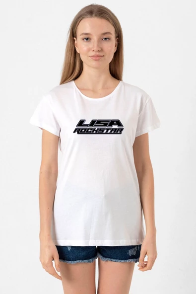 Lisa Rockstar Beyaz Kadın Bisikletyaka Tshirt ürün görseli 1