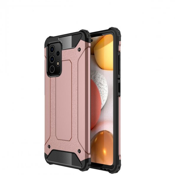 KNY Samsung Galaxy A52 Kılıf Çift Katmanlı Armour Case Rose Gold