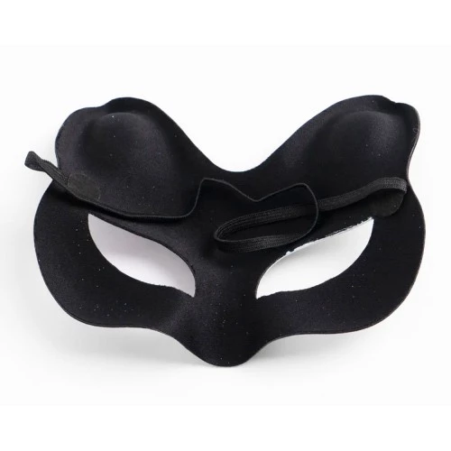 Siyah Süet Mavi Kırmızı Simli Kedi Maskesi - 3