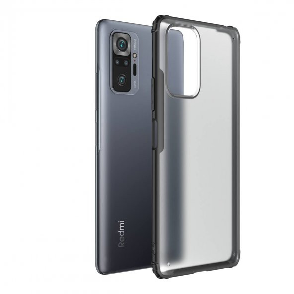 KNY Xiaomi Redmi Note 10 Pro Kılıf Renkli Silikon Kenarlı Buzlu Volks Kapak Siyah