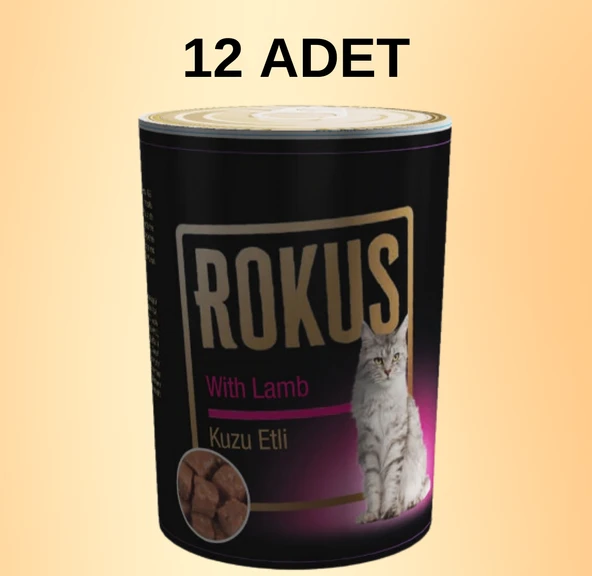 ROKUS KUZU ETLİ KONSERVE YETİŞKİN KEDİ MAMASI 12 X 410GR