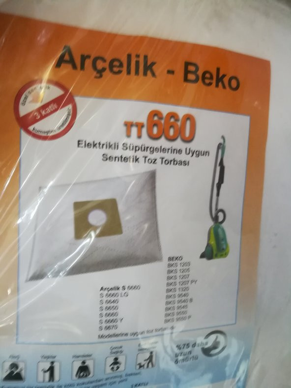 ARÇELİK S6660-S-6640-S6650-S6660-S-6660Y-S6670 5Lİ BEZ TORBA