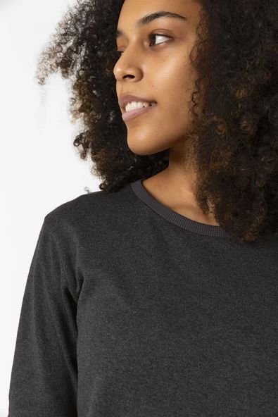 Lisa Rockstar Füme Ekstra Uzunkol Sweatshirt - Resim 2