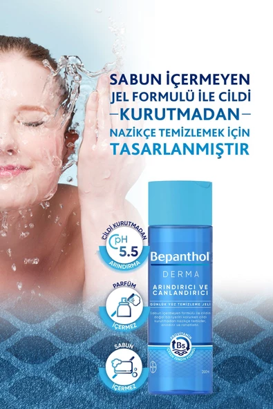 Bepanthol Derma Arındırıcı & Canlandırıcı Günlük Yüz Temizleme Jeli 200 ml Kuru ve Hassas Ciltler