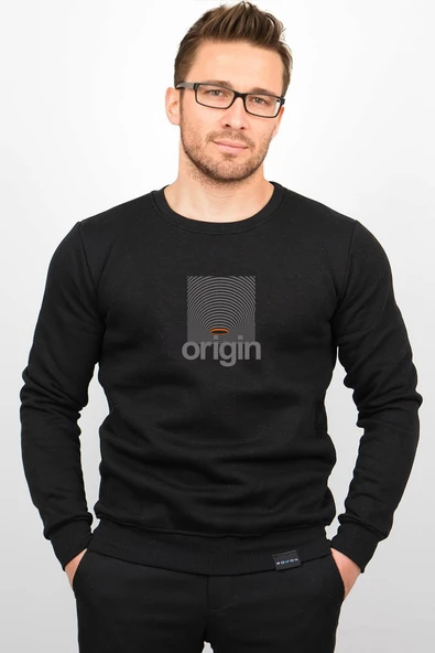 Üç Iplik Şardonlu Baskılı Kapüşonlu Sweatshirt M9 Edw213