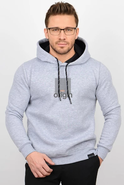 Üç Iplik Şardonlu Baskılı Kapüşonlu Sweatshirt K2 Edw213K