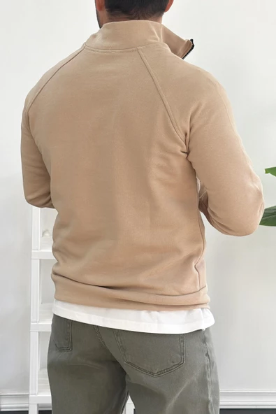 Erkek Yarım Fermuarlı Sweatshirt Kahverengi Edw212 - 4