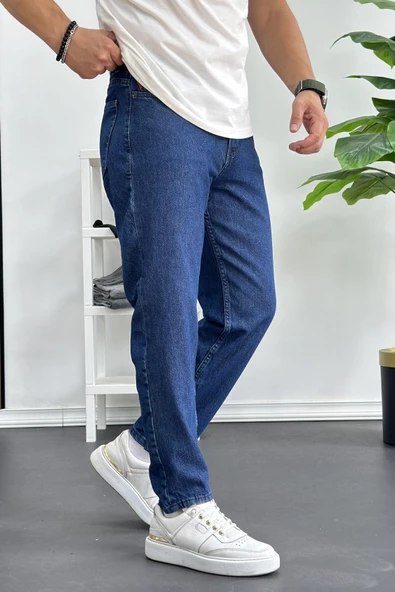 Erkek Boyfriend Premium Düz Jean Pantolon Lacivert Edw183 - 2