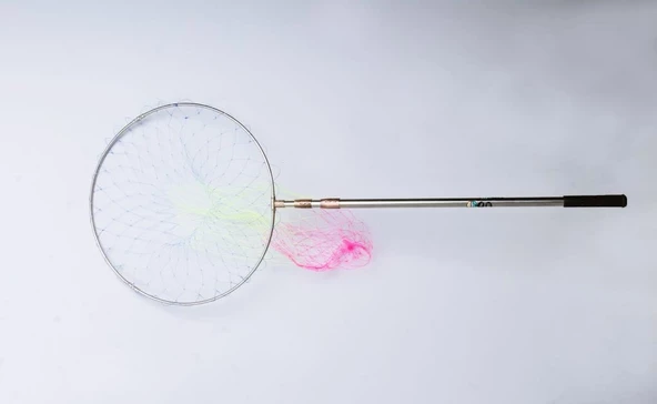 Balıkçı Kepçesi Tam Boy 240 cm Kapalı Boy 77 cm Paslanmaz Çelik Krom Geniş Göz Misina Torlu Çap 50 cm. Sap 190 cm Lüks Kepçe - 2