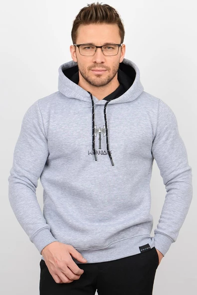 Üç Iplik Şardonlu Baskılı Kapüşonlu Sweatshirt K1 Edw213K
