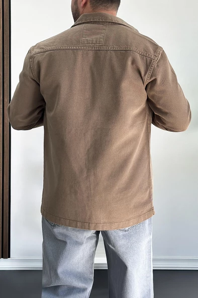 Erkek Büyük Cepli Gömlek Ceket Kahverengi Edw200 - 3