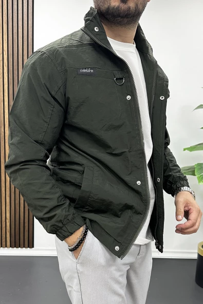 Erkek Krinkıl Kumaş Mevsimlik Ceket Koyu Yeşil Edw207 - Resim 2