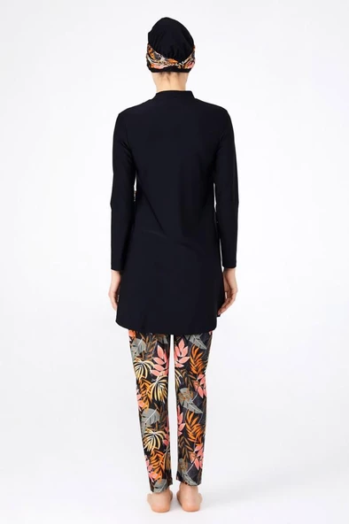 Adasea 4256 Siyah  Lycralı Tasarım Tesettür Mayo - Resim 2