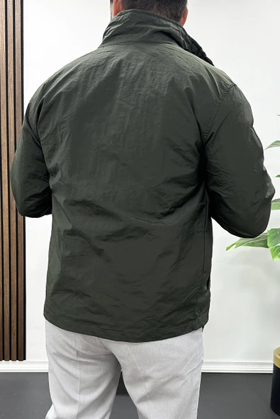 Erkek Krinkıl Kumaş Mevsimlik Ceket Koyu Yeşil Edw207 - Resim 3