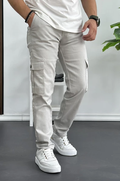 Erkek Yan Cepli Kargo Pantolon Taş Edw184 ürün görseli