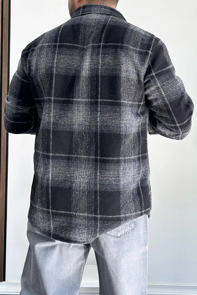 Erkek Normal Kalıp Oduncu Gömlek Siyah Edw199 - 3