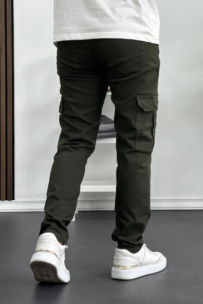 Erkek Yan Cepli Kargo Pantolon Yeşil Edw184 - Resim 4