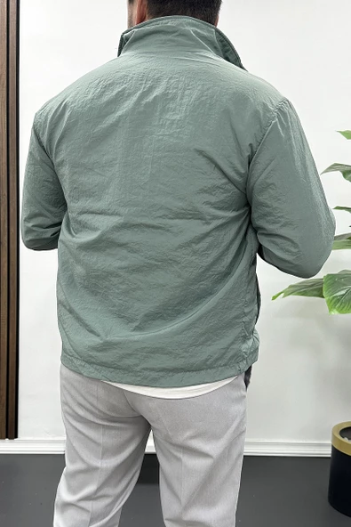 Erkek Krinkıl Kumaş Mevsimlik Ceket Su Yeşili Edw207 - 3
