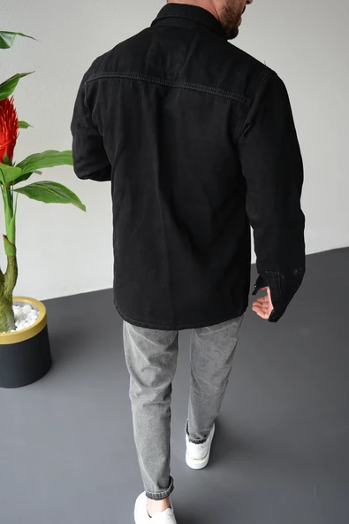 Erkek Oversize Cep Detay Kot Ceket ST017 - 9