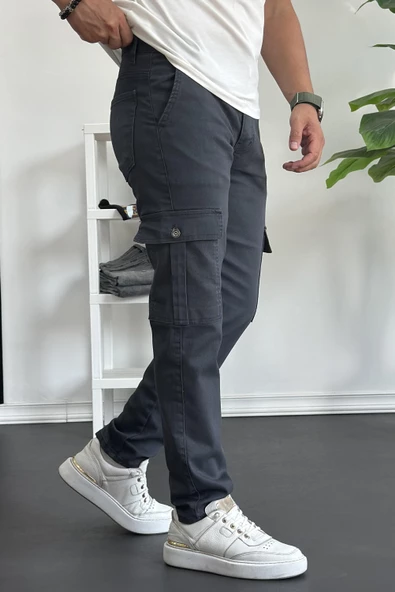 Erkek Yan Cepli Kargo Pantolon Füme Edw184 - 3