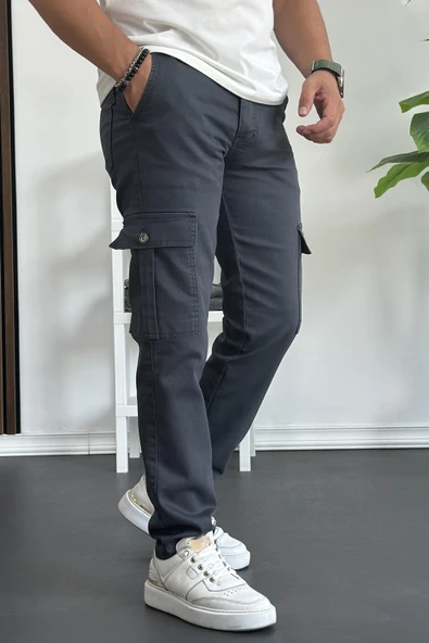Erkek Yan Cepli Kargo Pantolon Füme Edw184 - 1