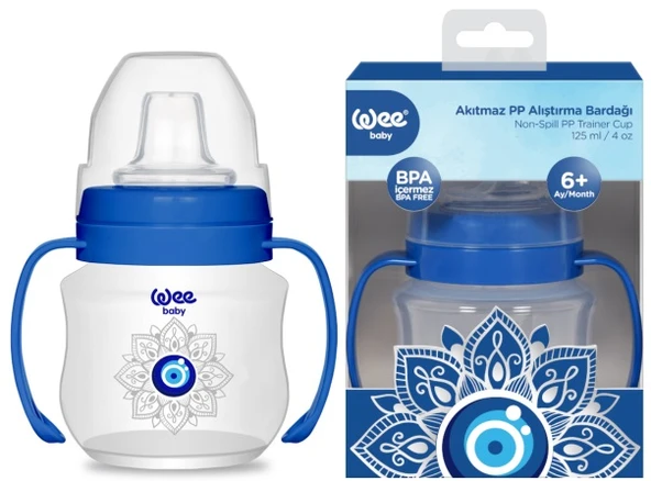 Wee Baby Akıtmaz Kulplu PP Bardak (Alıştırma Bardağı) 125ML Nazar Boncuğu