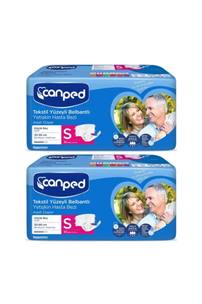 Canped Tekstil Yüzeyli Belbantlı Küçük Boy S 30'lu 2 Adet Hasta Bezi