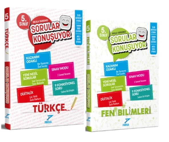 PRUVA AKADEMİ YAYINLARI 5.SINIF SORULAR KONUŞUYOR TÜRKÇE-FEN BİLİMLERİ SORU BANKASI